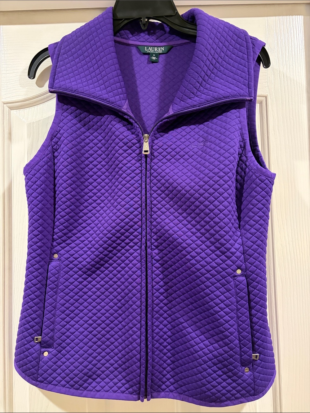 Lauren Ralph Lauren Quilted Violet Zip-Front Sleeveless Vest like new size M